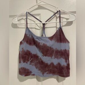 Pink tie dye tank with built in shelf bra